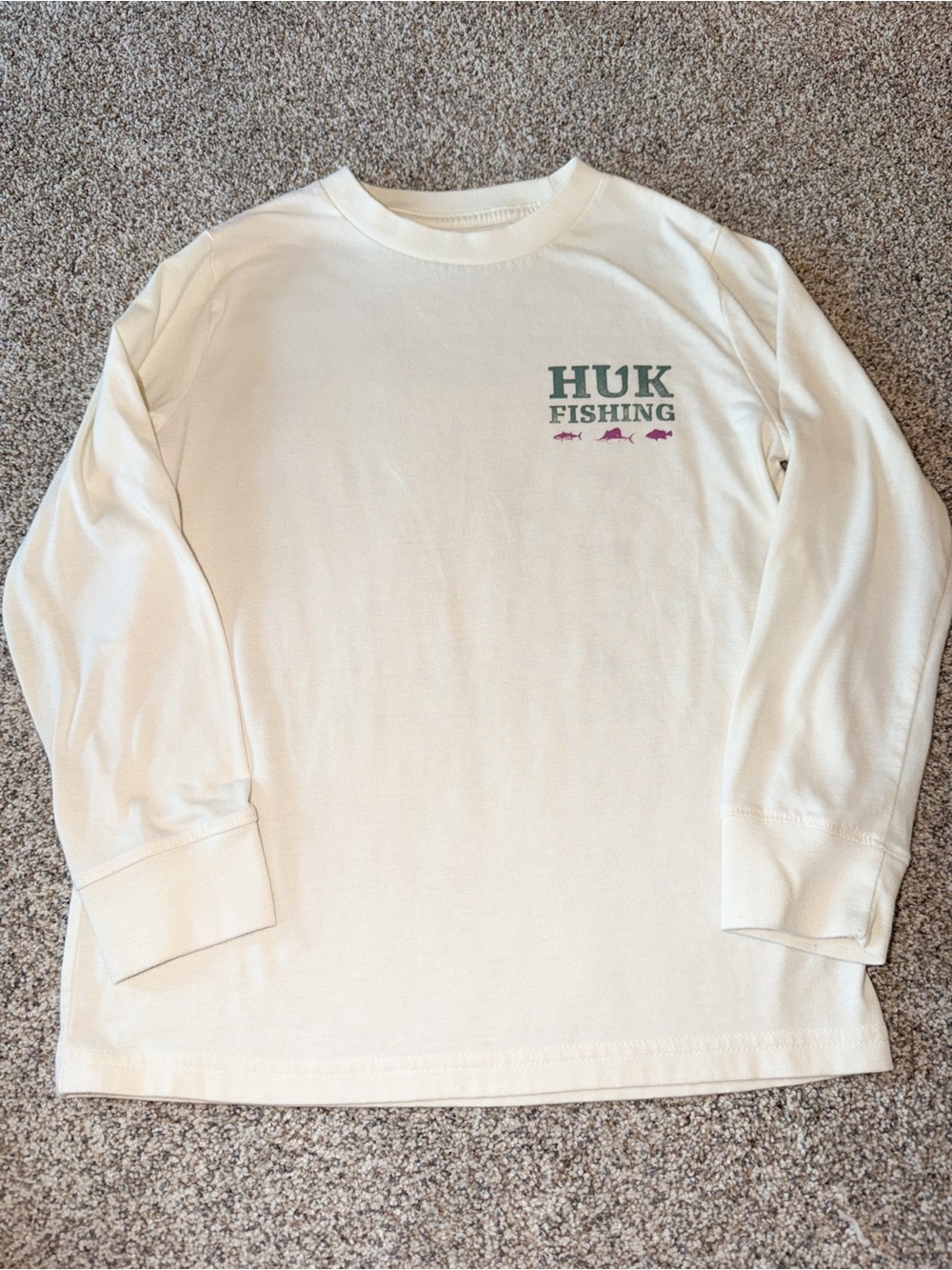 Huk Fishing Cream Long-Sleeve Kids Tee YS